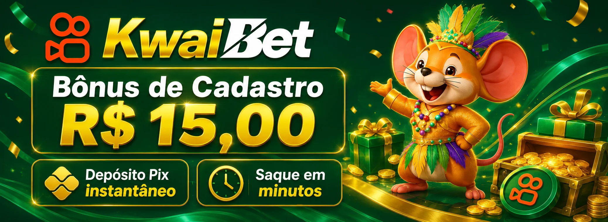 Bônus de R$ 15,00 no cadastro da KwaiBet